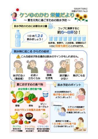 喉が渇く前に水分補給！「栄養だより7月号」を発行しました！